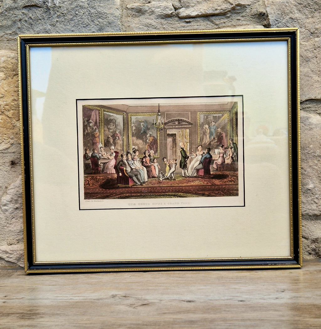 Thomas Rowlandson Lithograph Print 'Quae Genus, Gives A Grand Party' Framed Wall Art