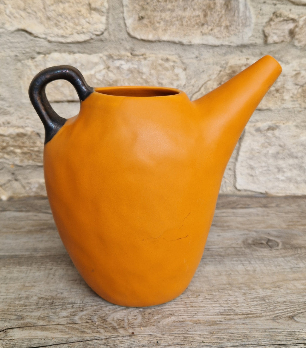 Large Habitat Water Jug Pitcher Burnt Orange Stoneware RARE Holds 1 .3/4 Litres