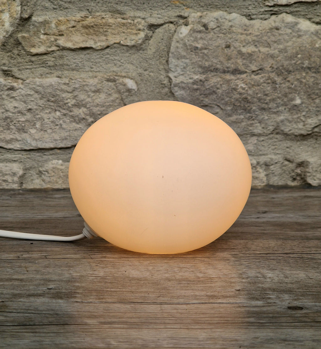 Vintage Habitat Glass Pebble Table Lamp Frosted White 12cm Minimalist Retro Ambient Desk Light