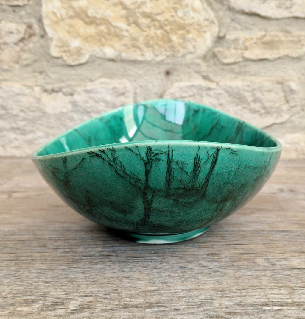 Very Rare Antique 1883 Wedgwood Malachite Glaze Large Centrepiece Fruitbowl 32cm x 22cm