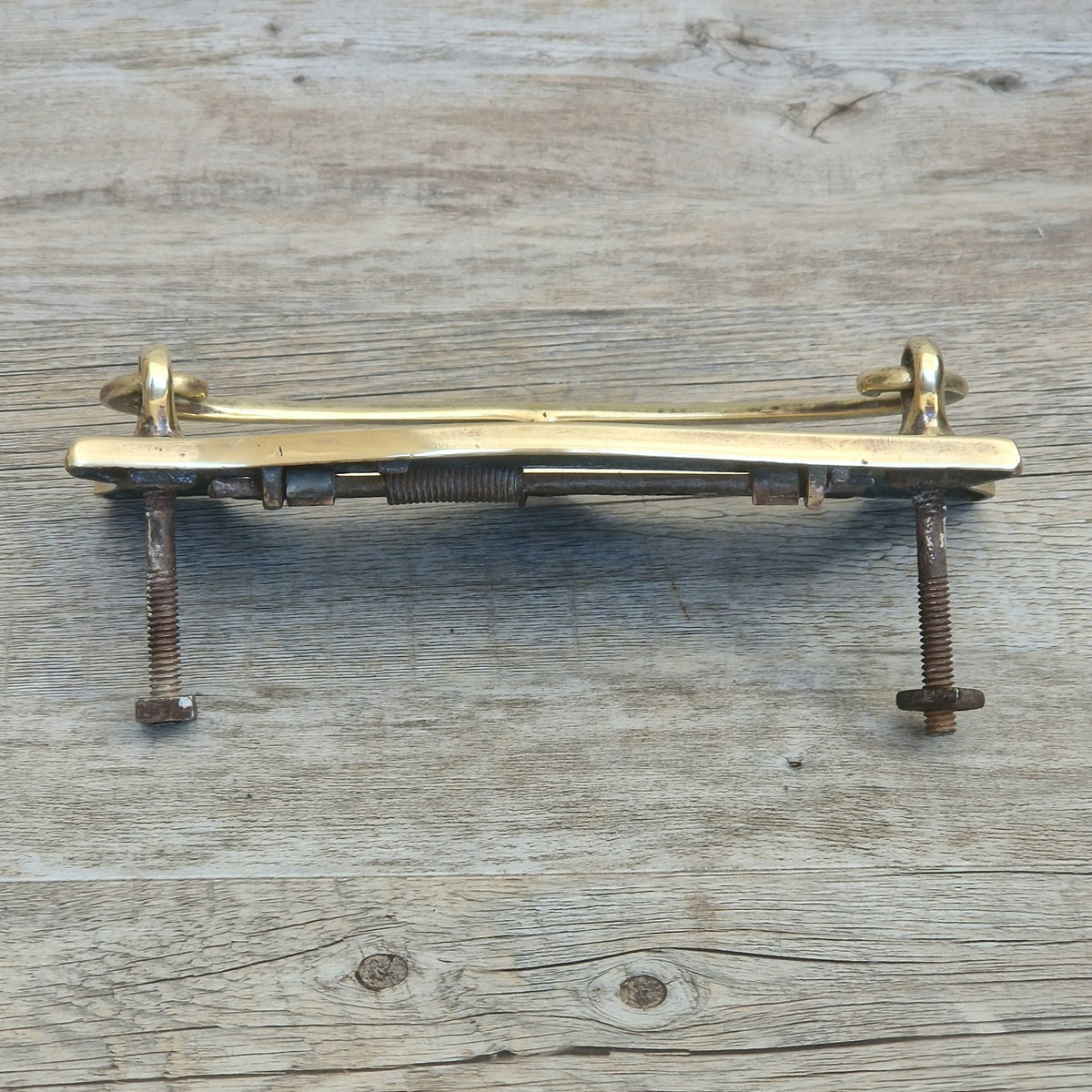Art Deco Antique Brass Letterbox Plate Door Knocker Original Bolts 18cm