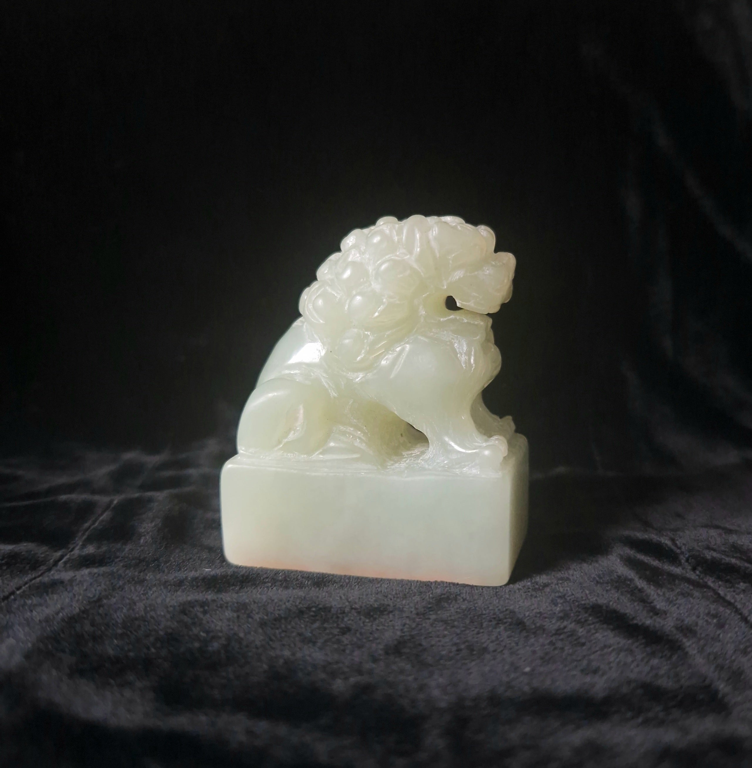 Antique Chinese Carved Jade Foo Dog Lion Chop Stamp 6cm