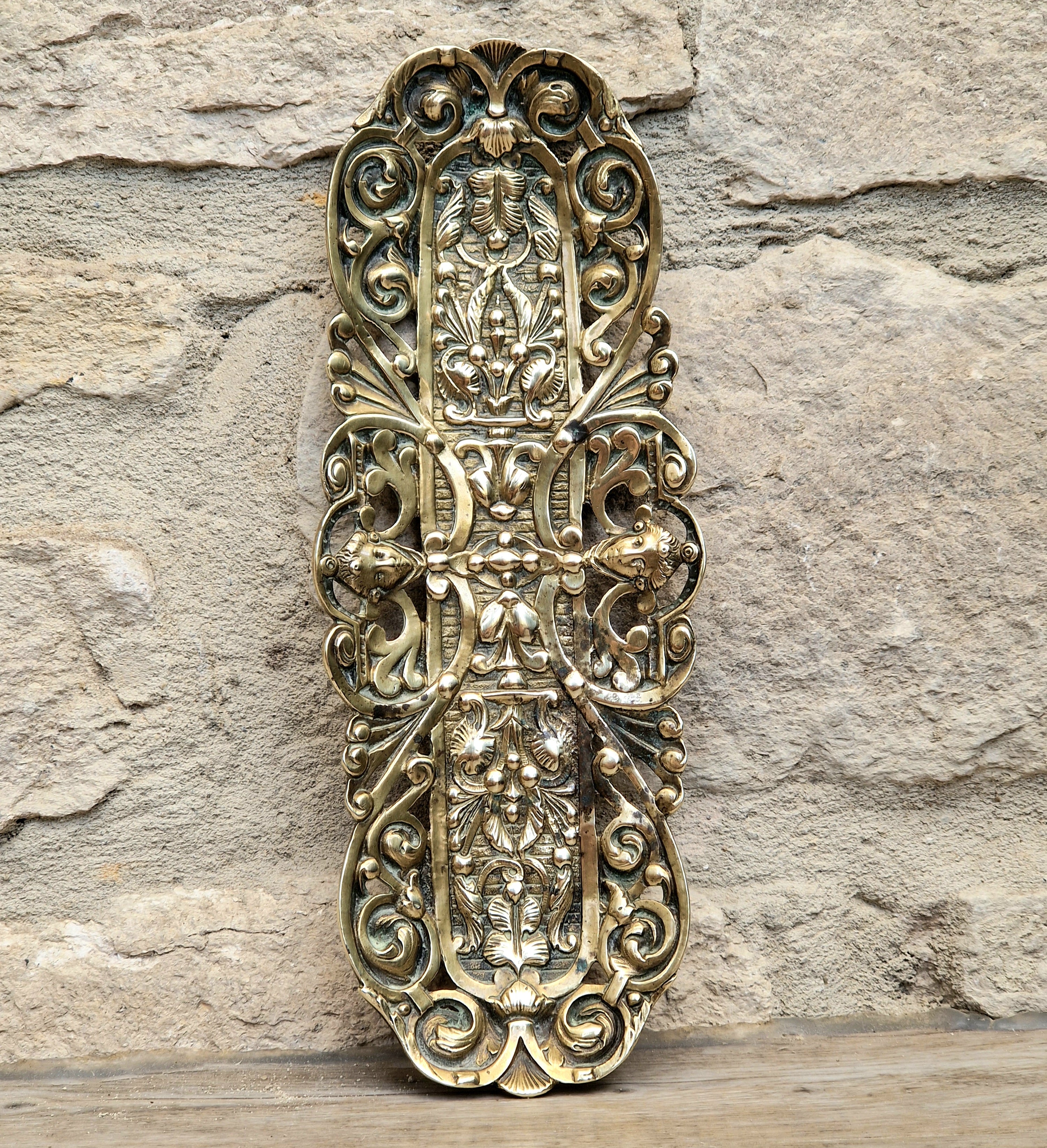 Antique Renaissance Revival Cast Brass Pen Tray