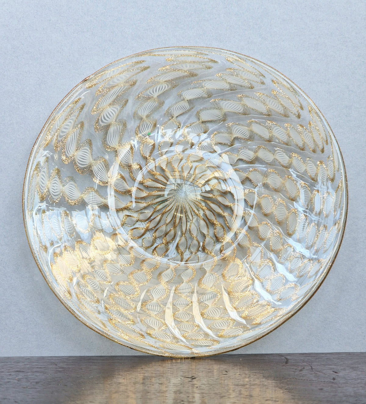 Antique Salviati Murano Glass Plate, Zanfirico, Aventurine, Venetian c.1870–1890, 18.2cm, Fine Handblown Collectable Piece
