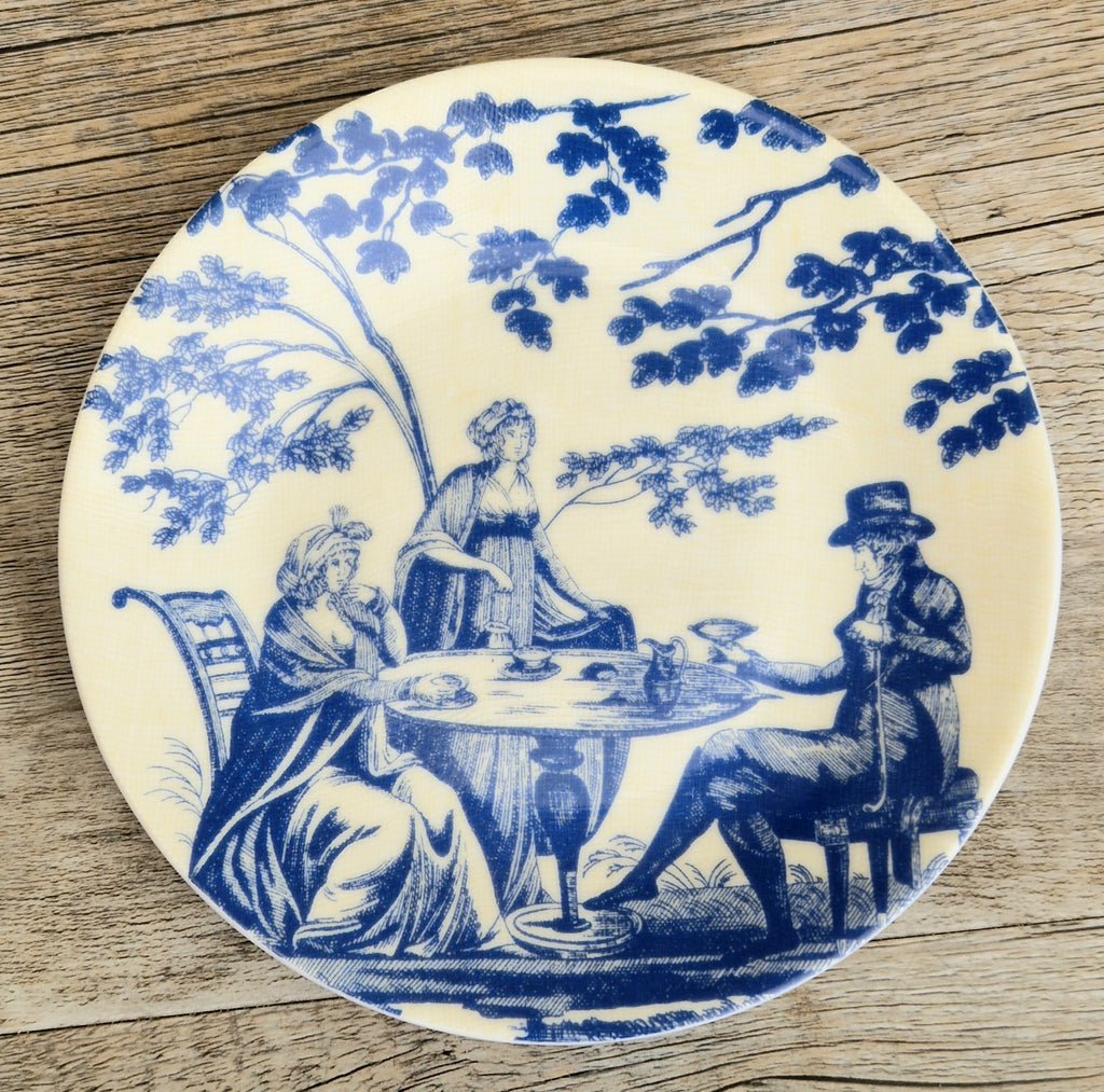 Set of Six Toile De Jouy Blue Salad or Dessert Plates Philippe Deshoulieres France. Boxed & Unused