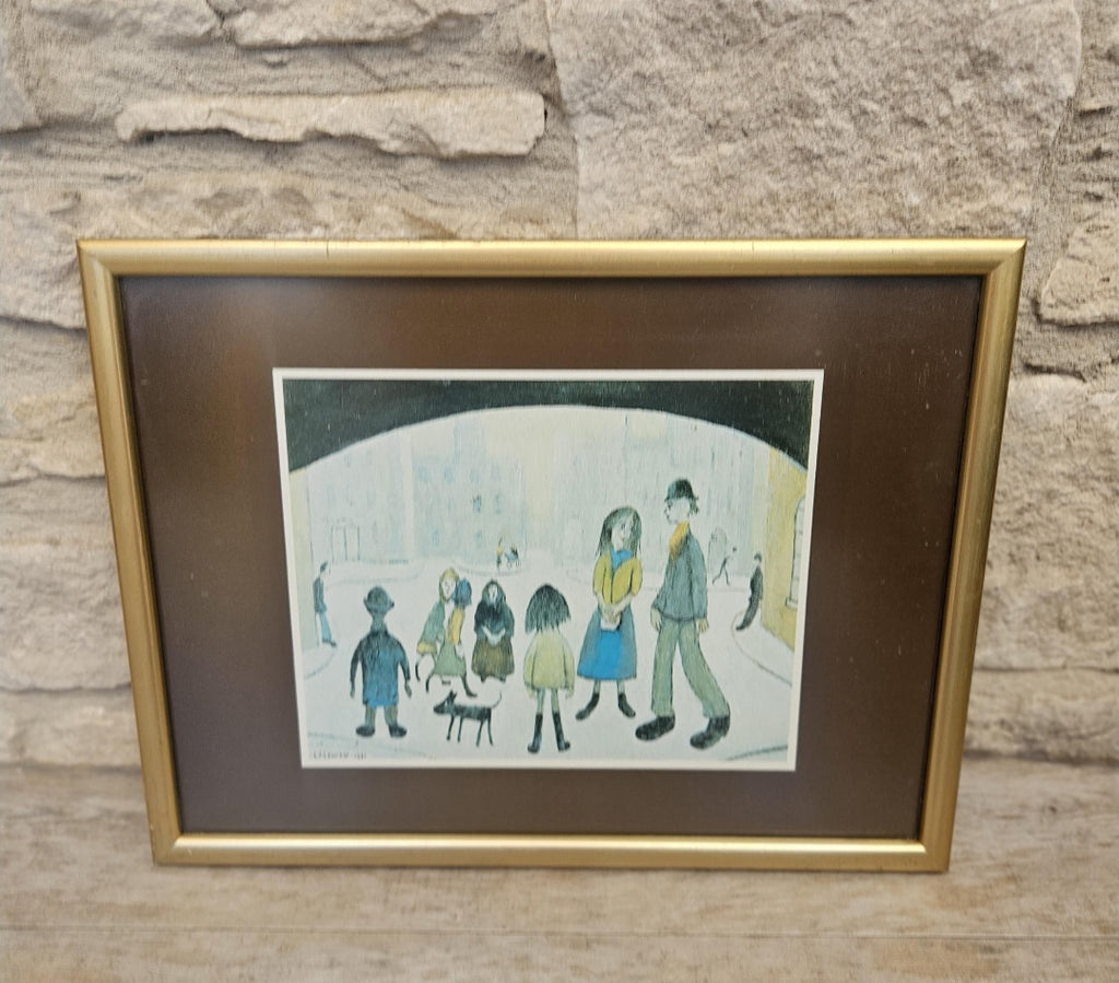 Lowry Under the Arch (1961) Framed Print Vintage 1970s Industrial England Art Collectible 32cm X 15cm