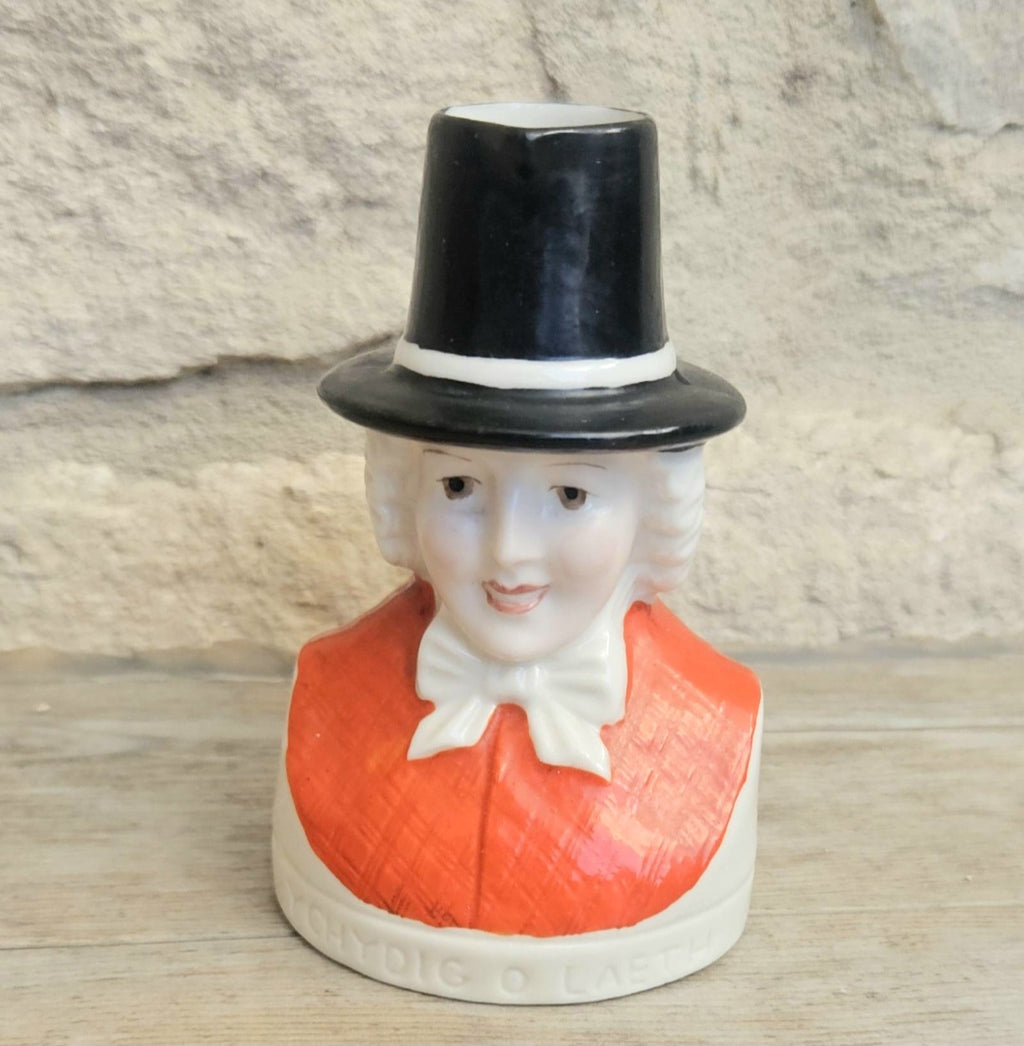 Antique Milk Jug Welsh Lady Head Ceramic WH Goss Ychydig O Laeth Edwardian 10cm