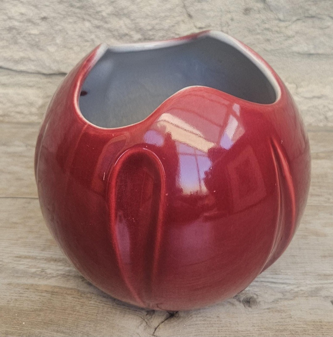 Vintage Art Deco Style Globe Vase Cerise Tulip Vase Made in England