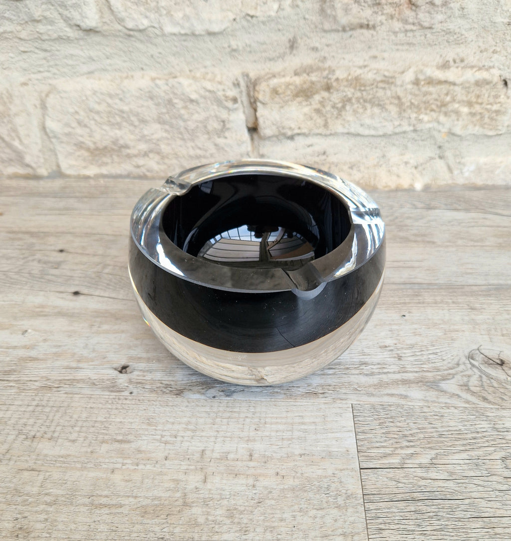 Large 1960's Vintage Antonio da Ros Murano Glass Cigar Ashtray Cenedese Black Sommerso