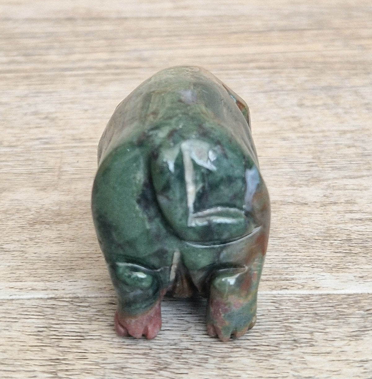 Vintage Fine Carved Moss Agate Standing Pig Figure Ornament 6.3cm
