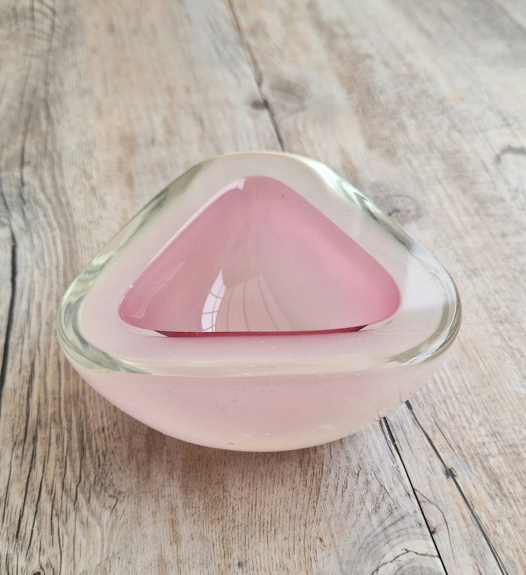 Archimede Seguso Opaline Pink Geode Bowl Murano Glass 1950's Italy