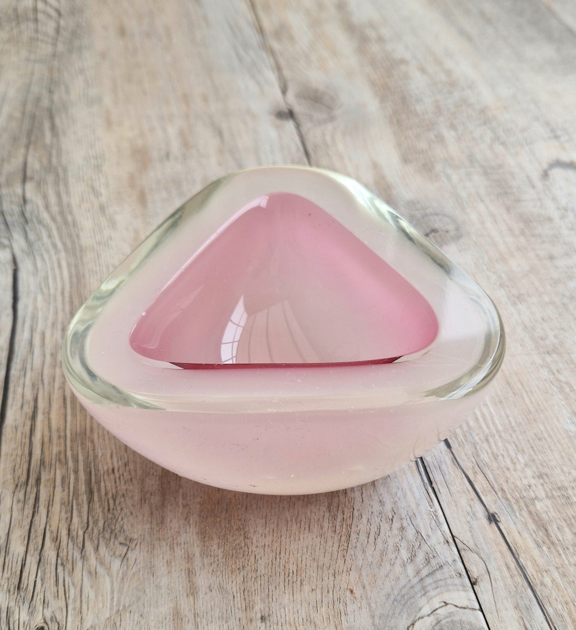 Archimede Seguso Opaline Pink Geode Bowl Murano Glass 1950's Italy