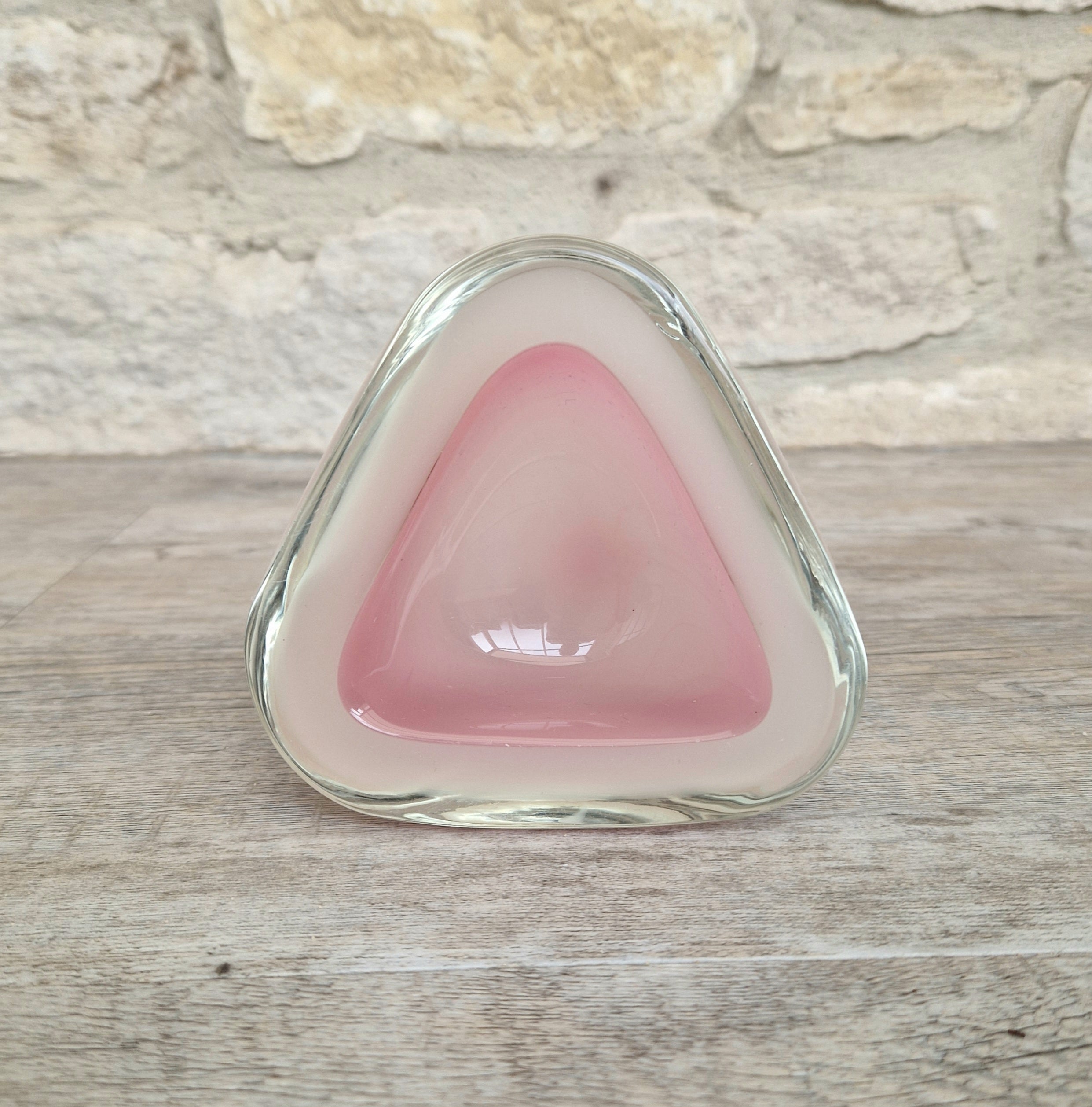 Archimede Seguso Opaline Pink Geode Bowl Murano Glass 1950's Italy