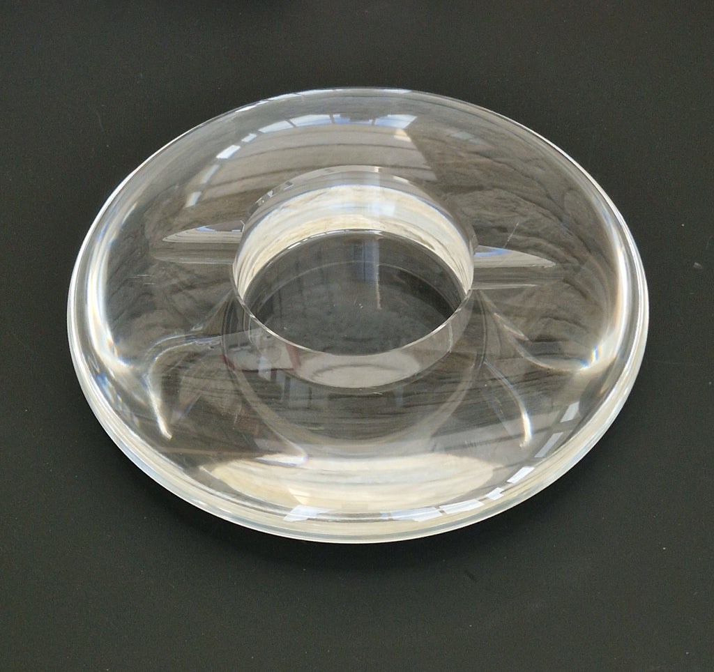 Heavy Clear Crystal Glass Discus Cigar Table Ashtray 23cm Diameter