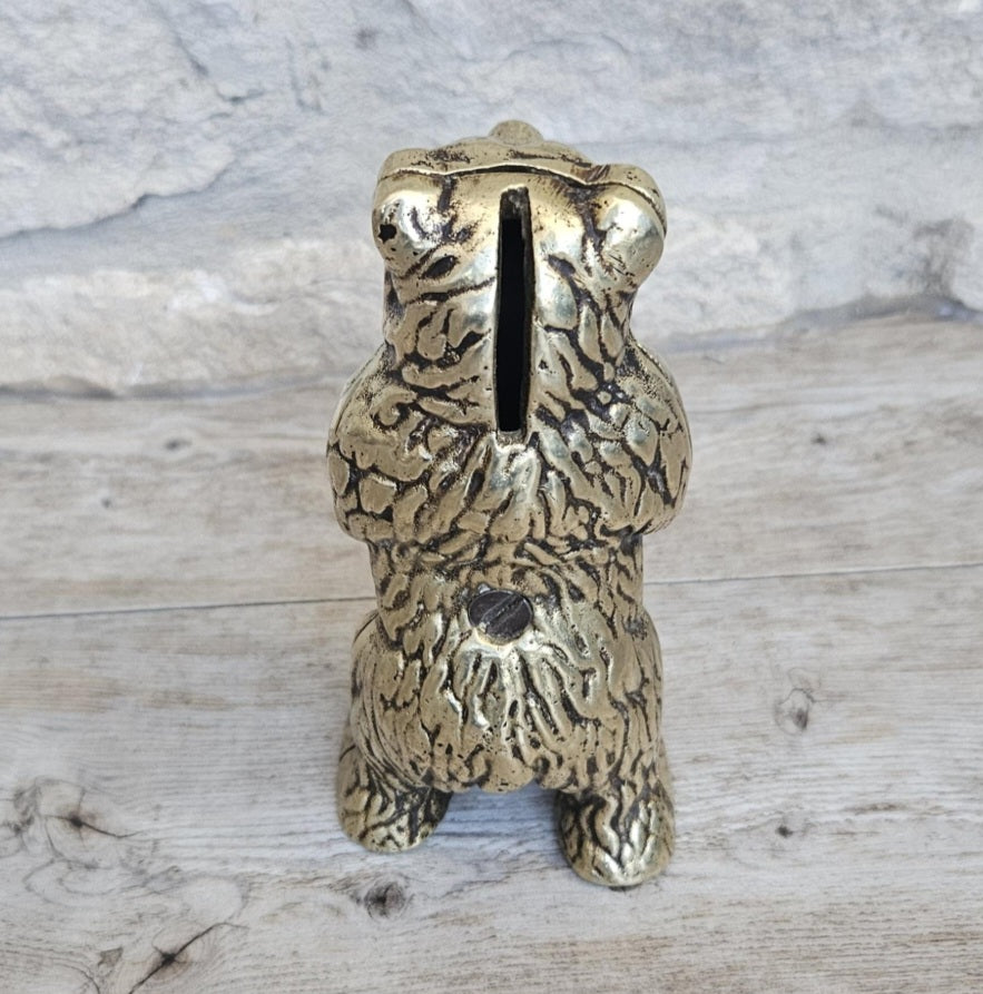 Brass Bear Money Box 15cm Tall Antique Victorian England