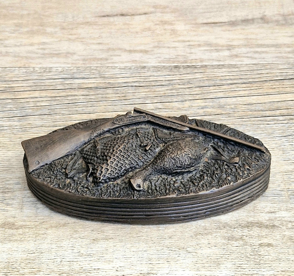 David Hughes Cold Cast Resin Paperweight Hunting Apparel Bag & Pheasant Collectors Desk Ornament.