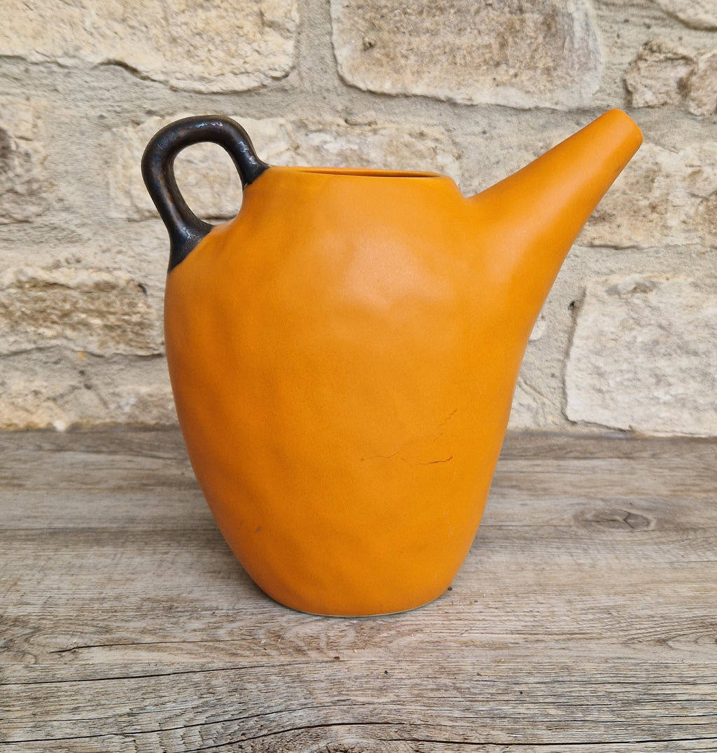 Large Habitat Water Jug Pitcher Burnt Orange Stoneware RARE Holds 1 .3/4 Litres