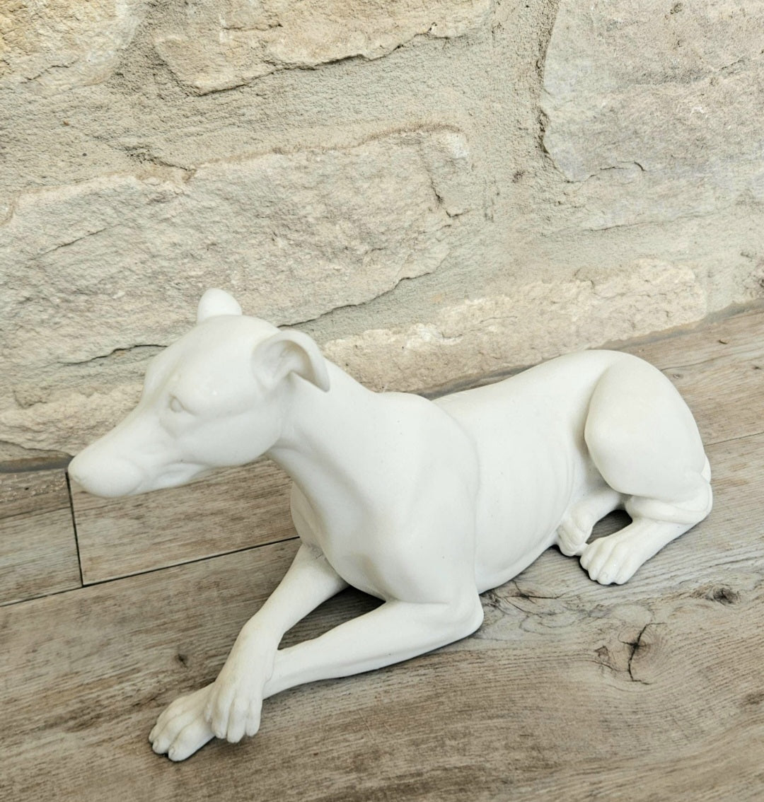 Vintage White Resin Greyhound Sculpture Figurine Ornament Elegant Dog Statue Collectible Decor