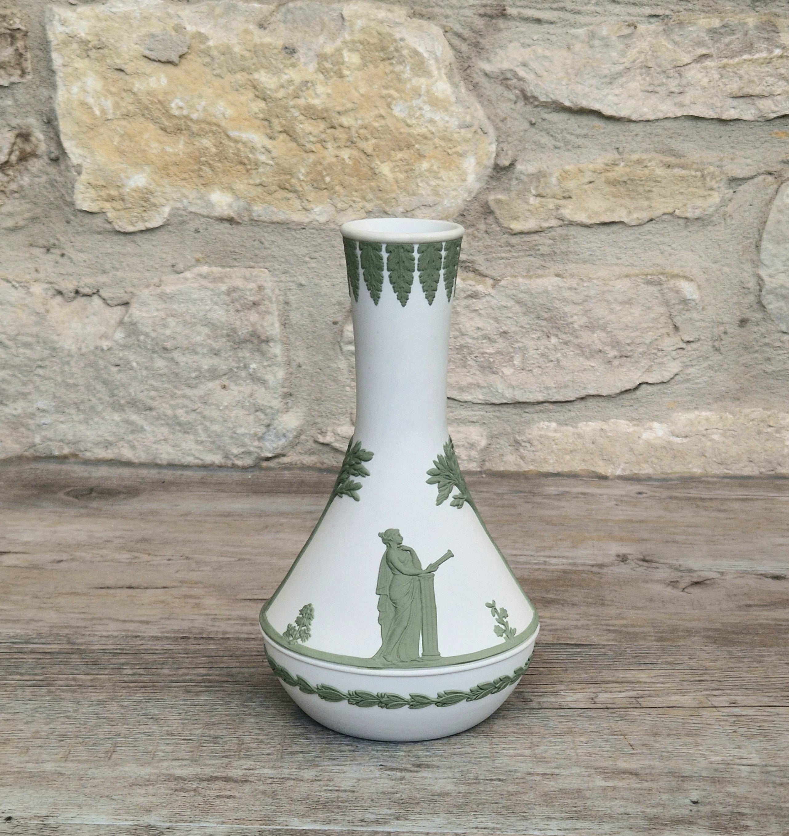 Vintage Wedgwood Jasperware Sage on White Parnassus Vase