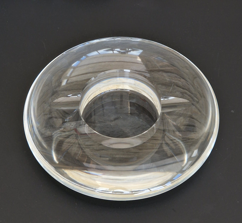 Heavy Clear Crystal Glass Discus Cigar Table Ashtray 23cm Diameter