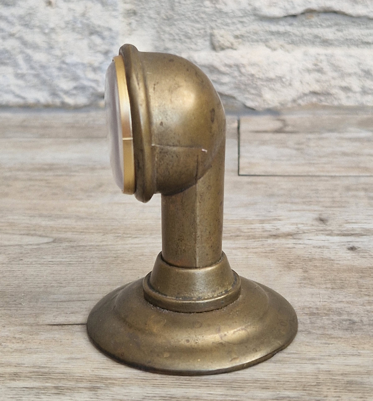 Antique French Brass Tabletop Thermometer, Vintage Industrial Desk Decor Centigrade Gauge
