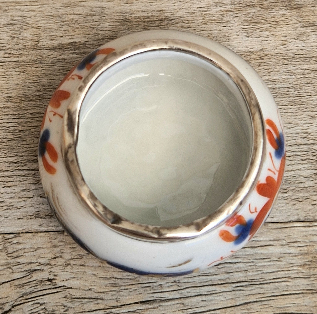 Antique 1904 London Sterling Silver Imari Cruet Set Salt Pepper Mustard Pot Victorian Condiment
