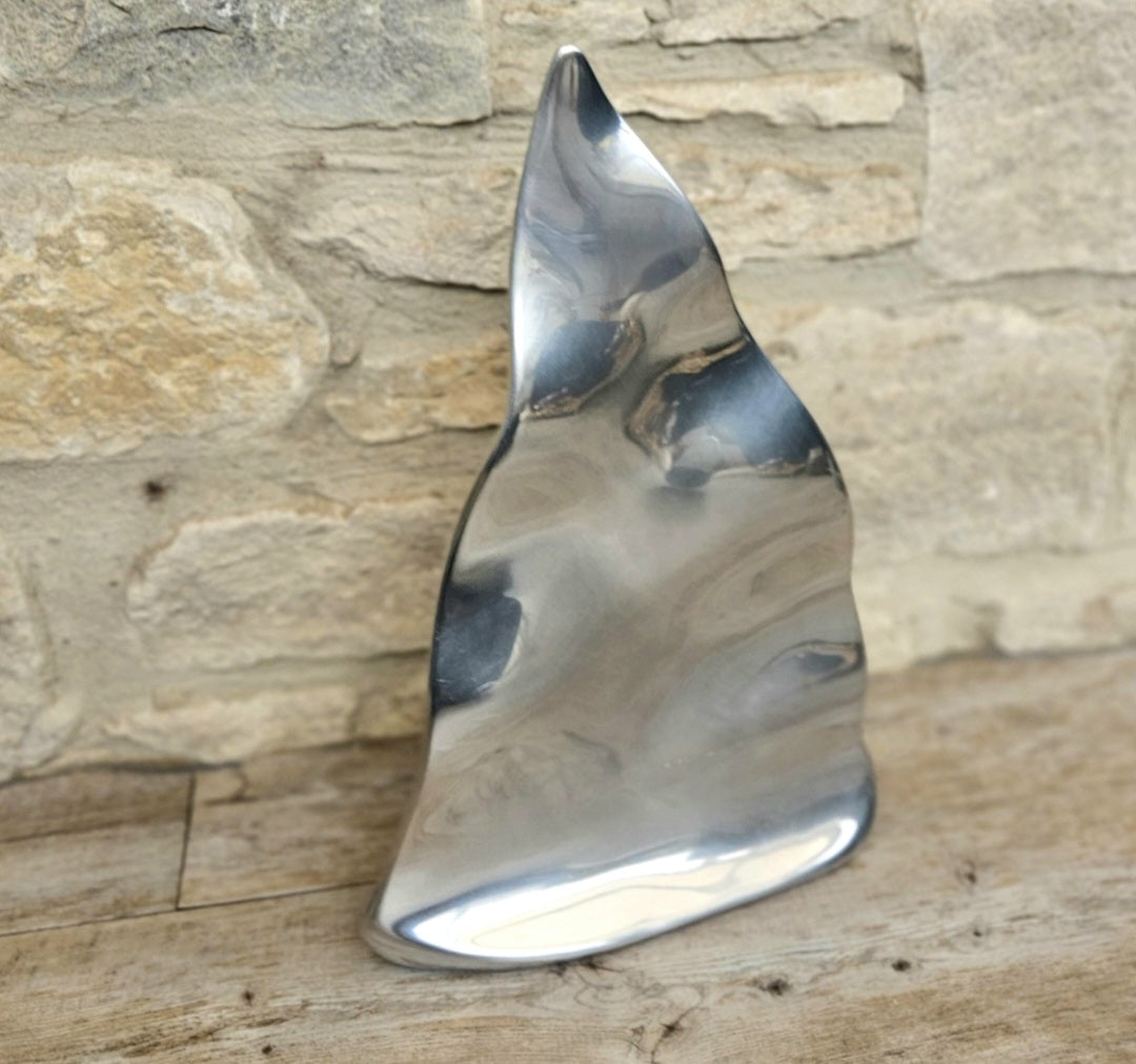 Vintage Large Hoselton Sailboat Abstract Aluminium Sculpture Signed Minimalist Nautical Decor 22cm Tall