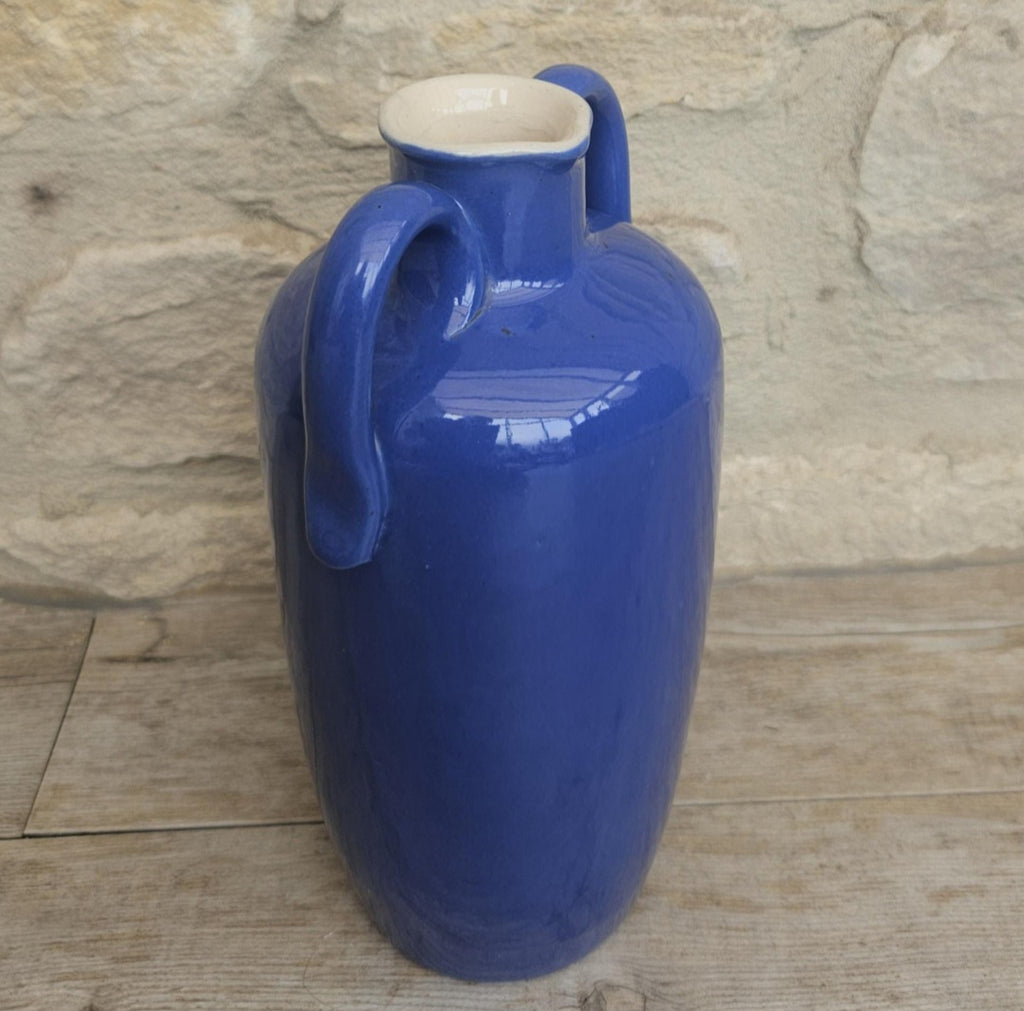 Antique Royal Doulton Vase Blue Stoneware Made in England 8" Tall