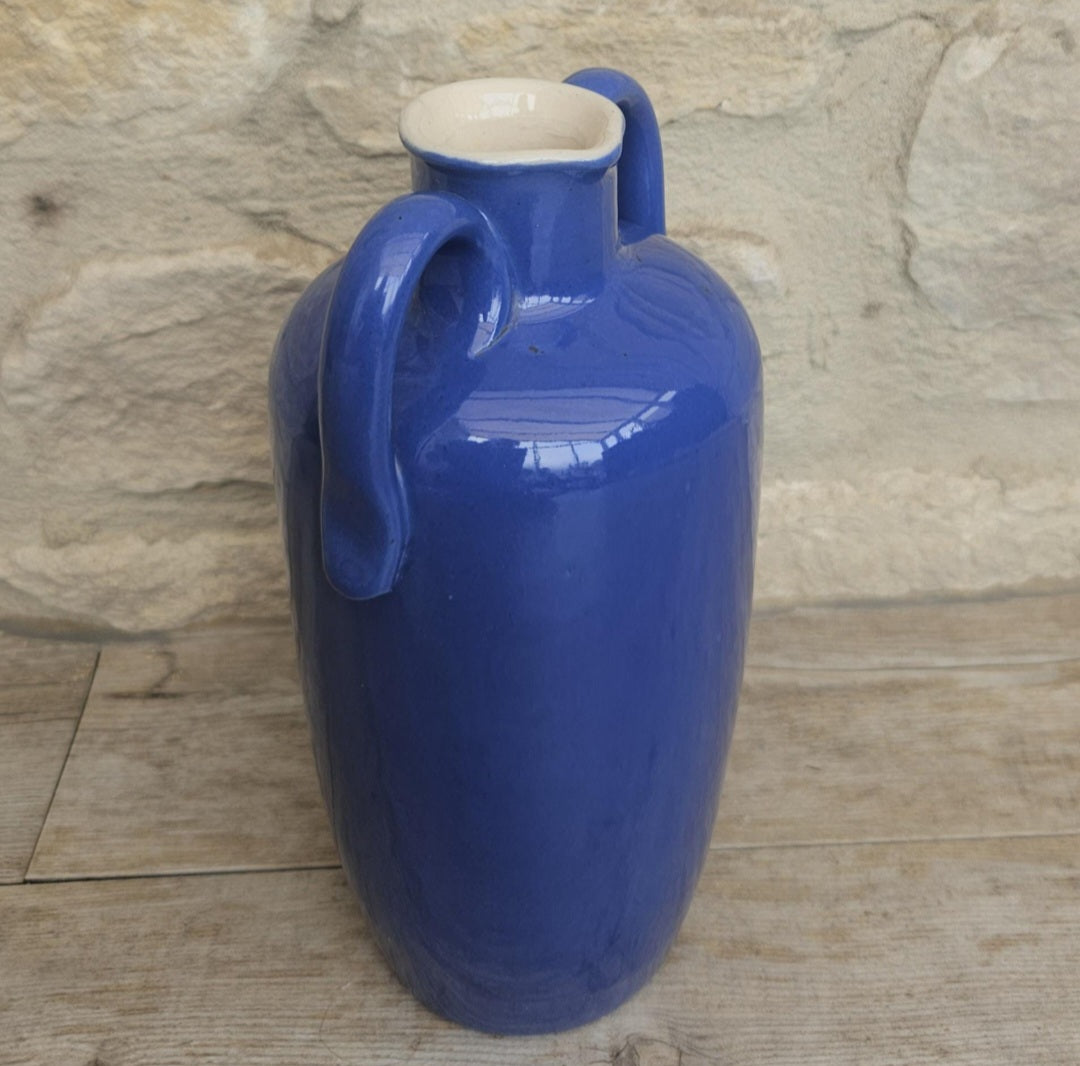 Antique Royal Doulton Vase Blue Stoneware Made in England 8" Tall