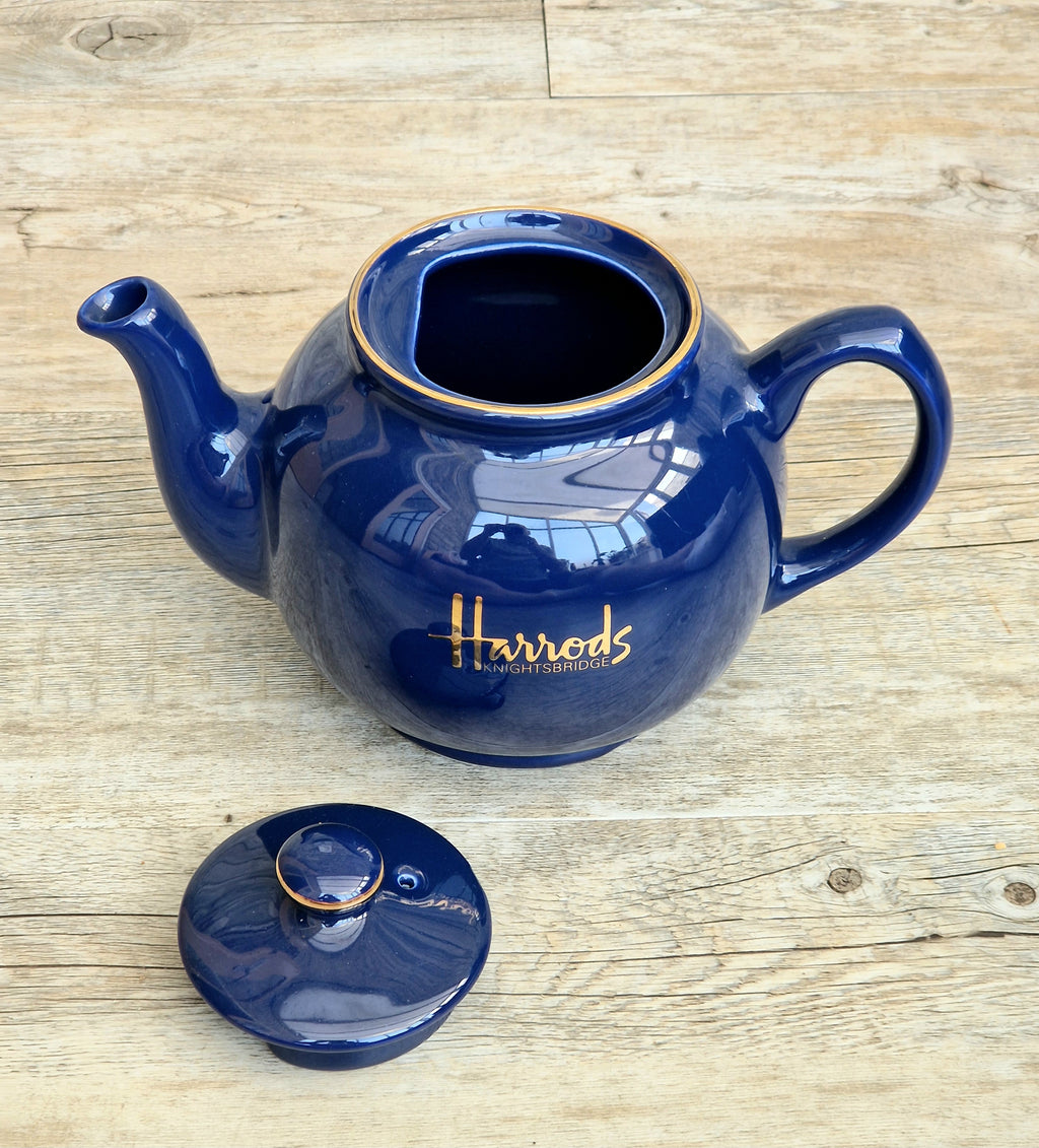 Harrods London Teapot Large Blue 2 Pint Sadler Made in England Vintage Collectible Kitchenware