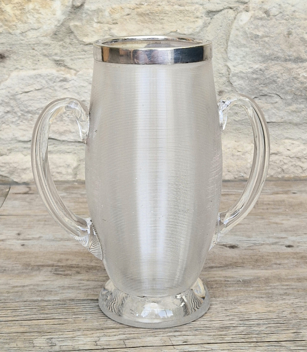 Antique Victorian Stevens & Williams Threaded Glass Twin Handled Vessel c.1900