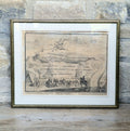1742 Prague Siege Antique Copperplate Engraving John Bickham Military Battle Map Satire Print Framed