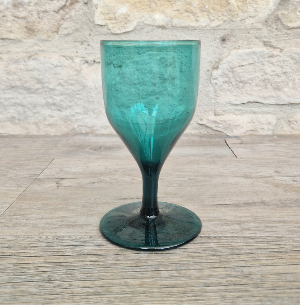 Fine Antique Georgian Tulip Bowl Green Wine Glass Snap Pontil c.1830