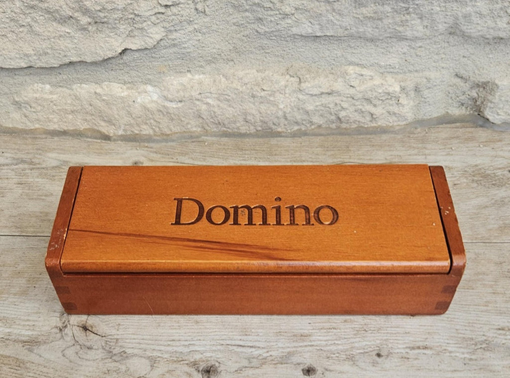 Vintage White Dominoes Set in Wooden Box Rustic Classic Game Gift
