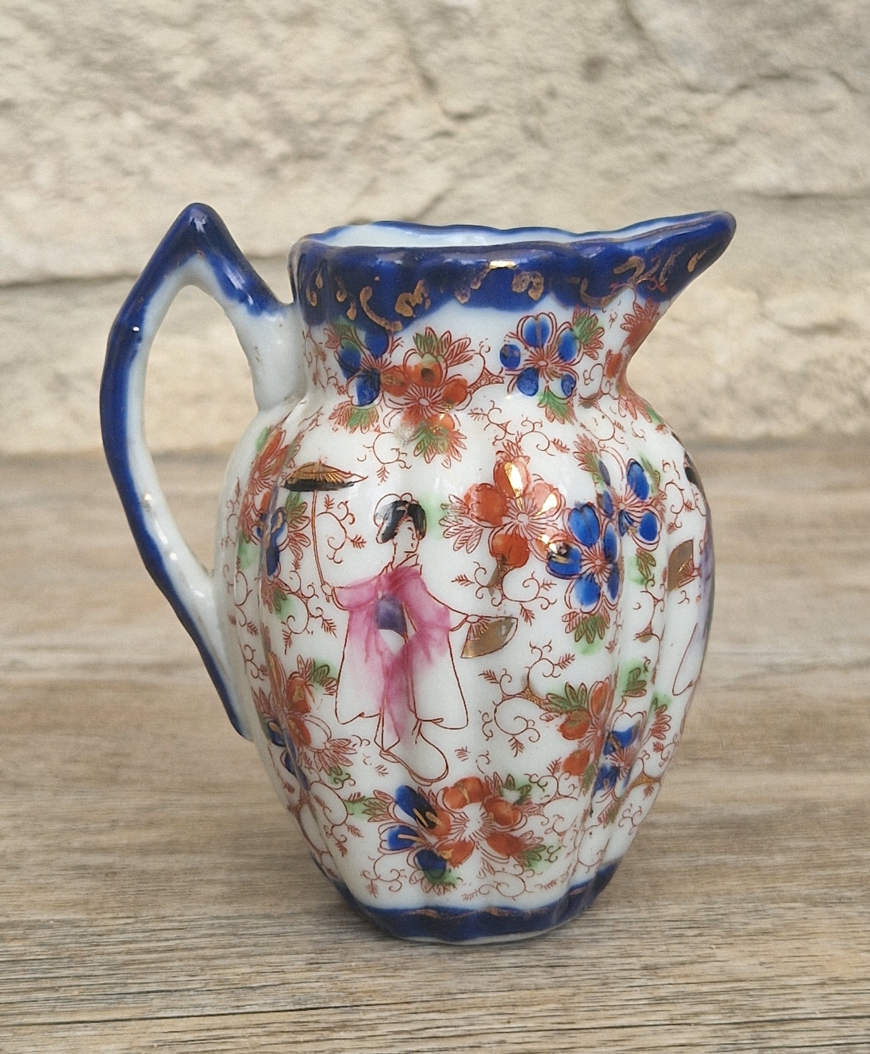 Small Antique Japanese Decorative Ceramic Creamer Jug