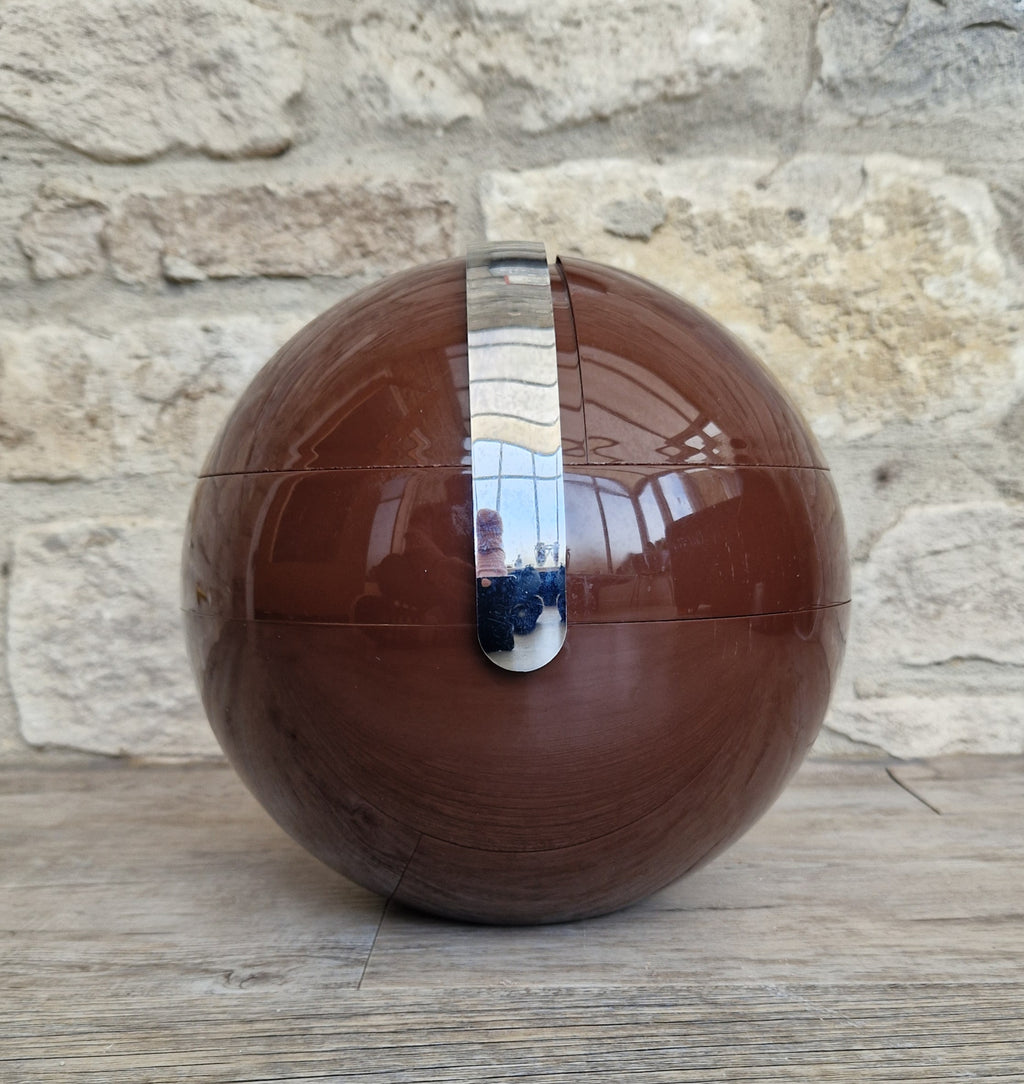 Vintage Guzzini Deep Brown Stella Ice Bucket Designed by Paolo Tilche 1970s