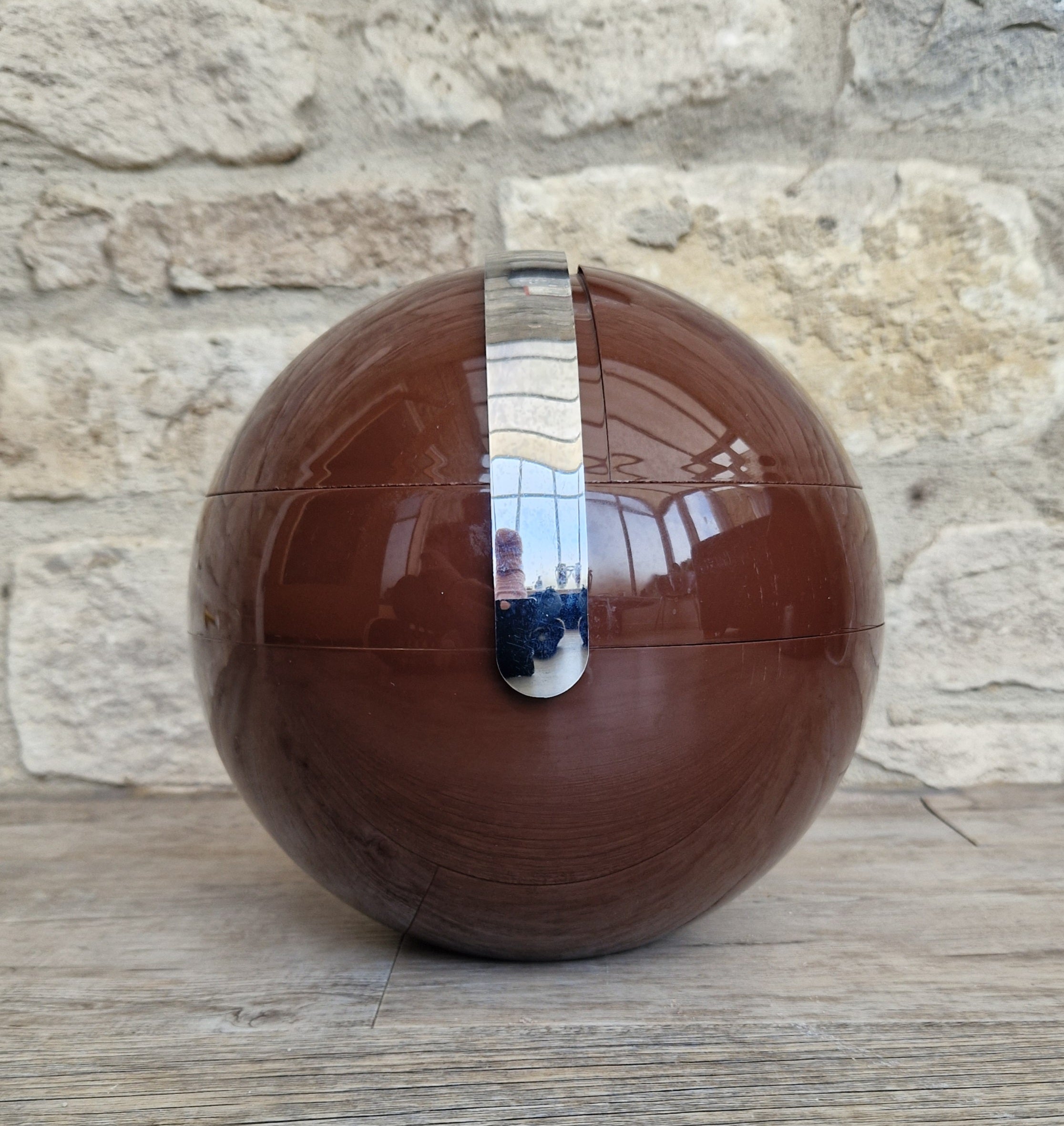 Vintage Guzzini Deep Brown Stella Ice Bucket Designed by Paolo Tilche 1970s