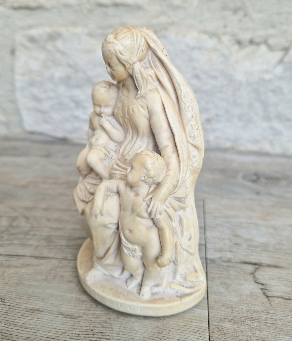 19th Century Antique Meerschaum Figurine Madonna & Child, St John Cherub. Hand-Carved Italian Grand Tour.