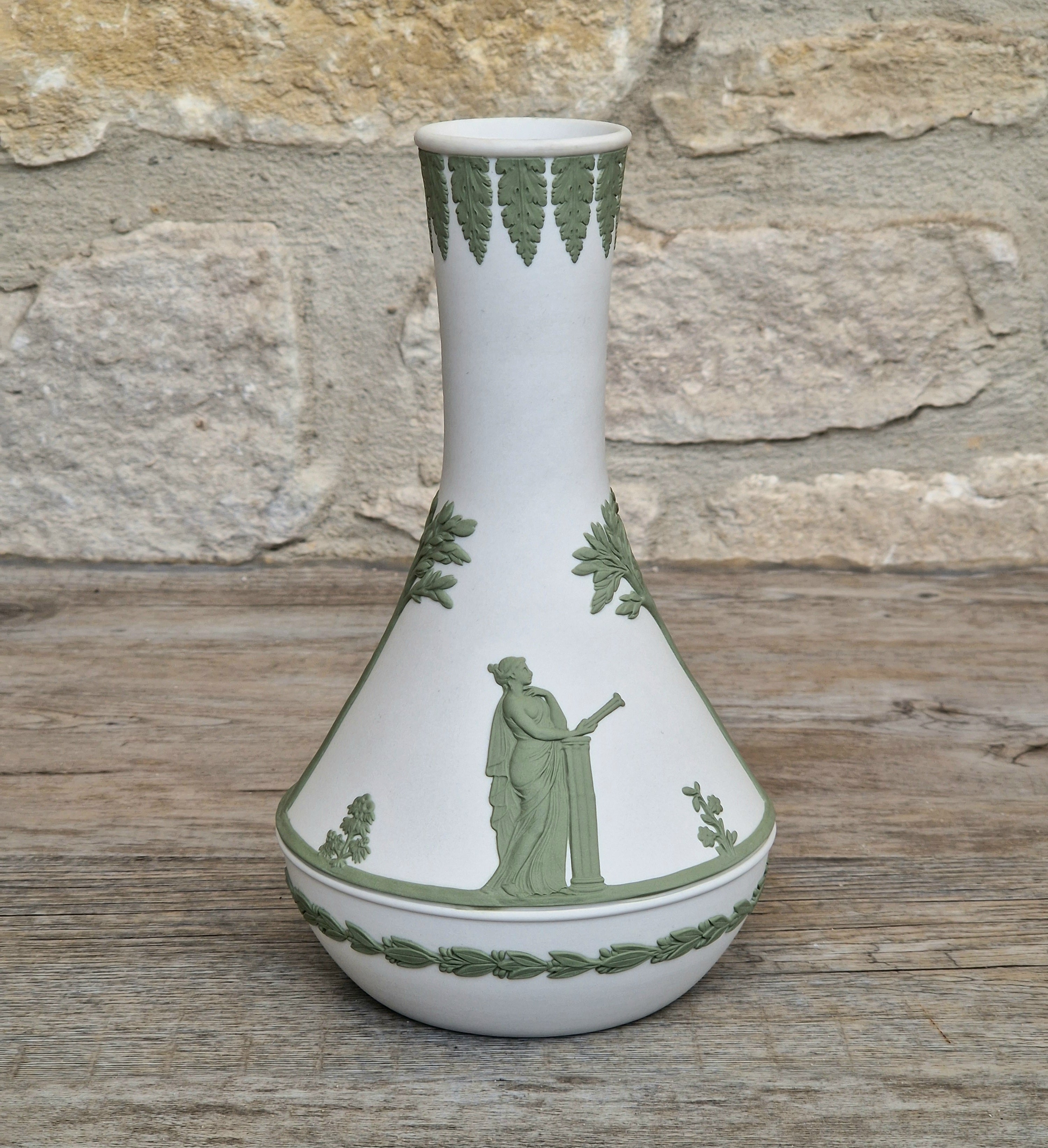 Vintage Wedgwood Jasperware Sage on White Parnassus Vase