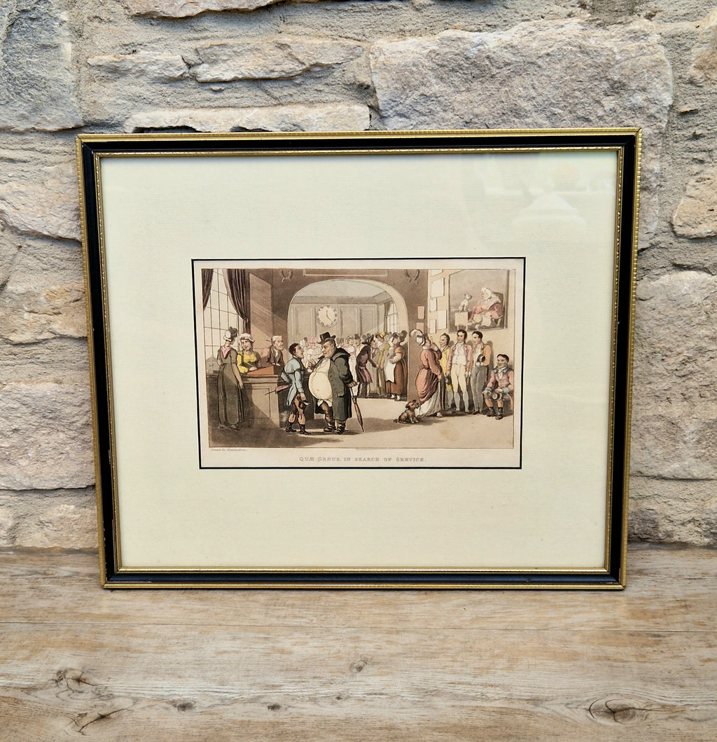 Thomas Rowlandson Lithograph Print 'Quae Genus, In Search Of Service' Framed Wall Art