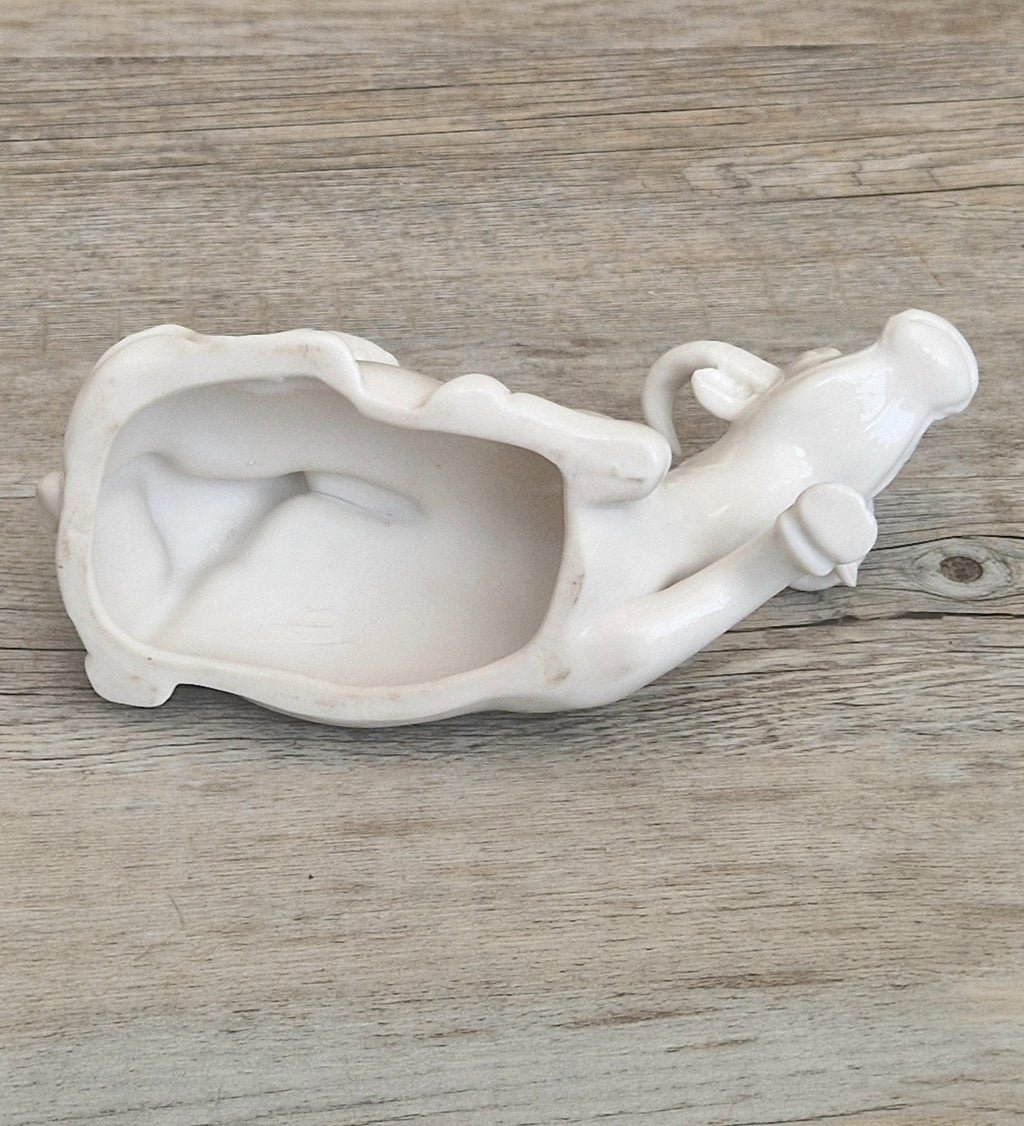 Vintage Chinese Blanc De Chine Porcelain Figurine Girl Riding Water Buffalo Ox Ceramic Home Ornament