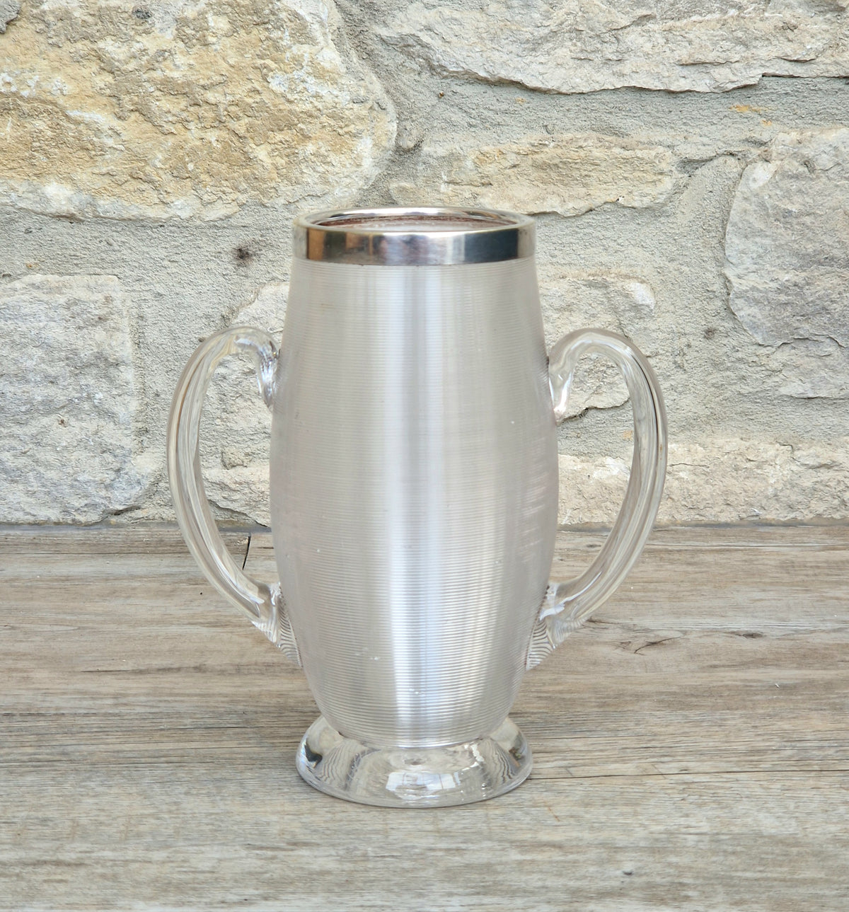 Antique Victorian Stevens & Williams Threaded Glass Twin Handled Vessel c.1900
