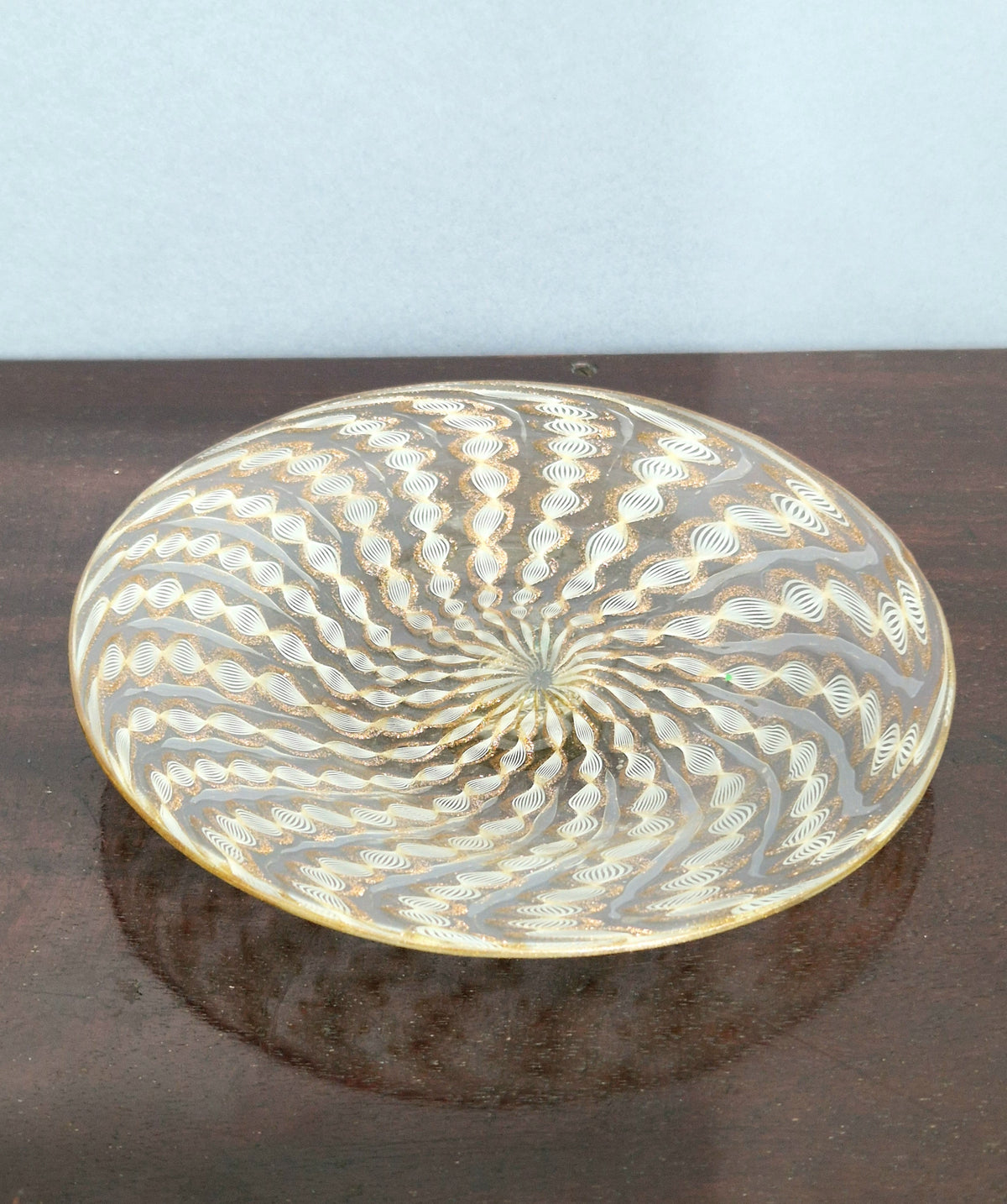 Antique Salviati Murano Glass Plate, Zanfirico, Aventurine, Venetian c.1870–1890, 18.2cm, Fine Handblown Collectable Piece