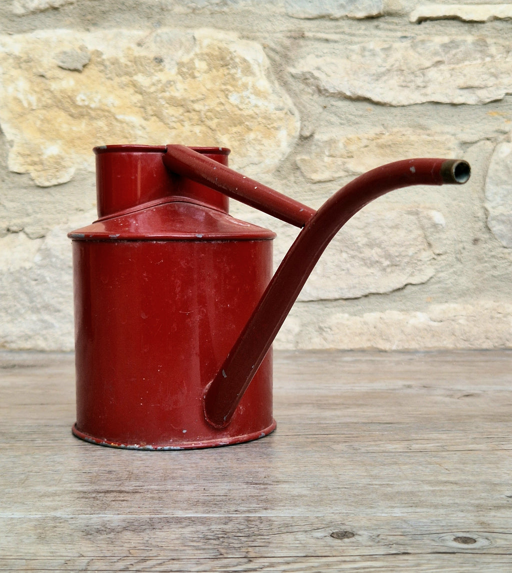Vintage Haws Fazeley Flow Red Metal Indoor Watering Can Classic British Long Reach Plant Spout