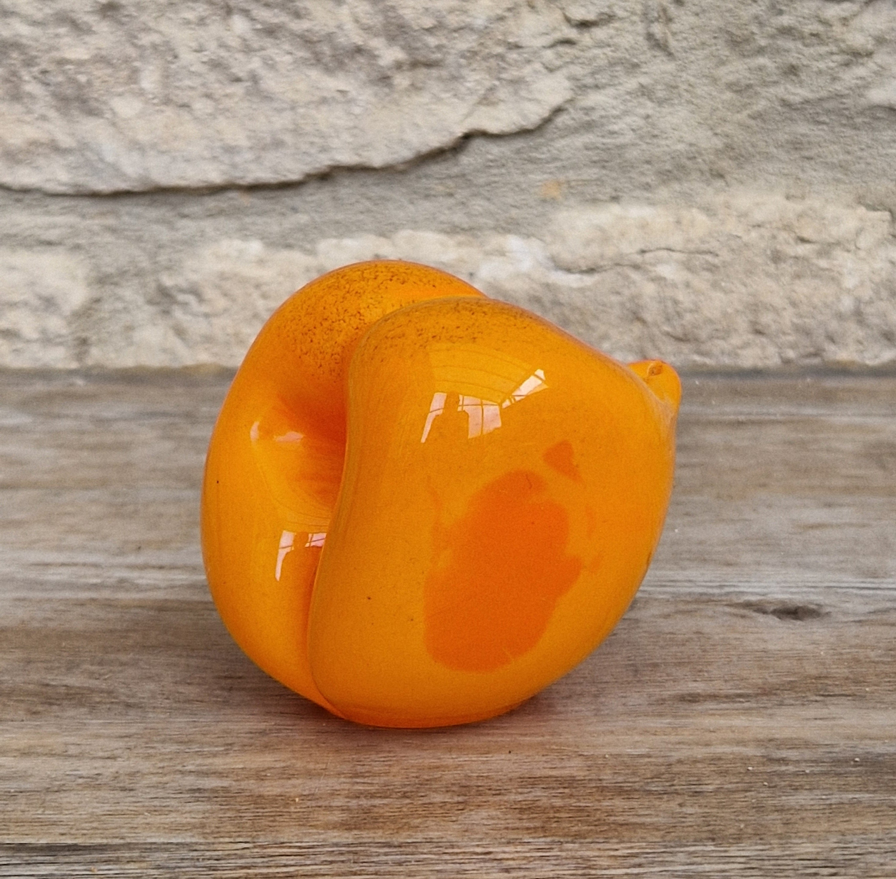 Oiva Toikka Iittala Nuutajärvi Glass Peach Paperweight Frutta Orange Fruit Figurine Finland 2000