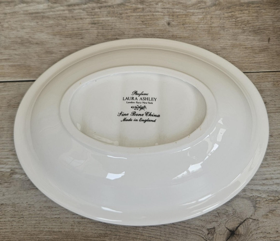 Vintage 1980s Laura Ashley Pretty Oval Floral Soap Dish Unused in Box Made in England