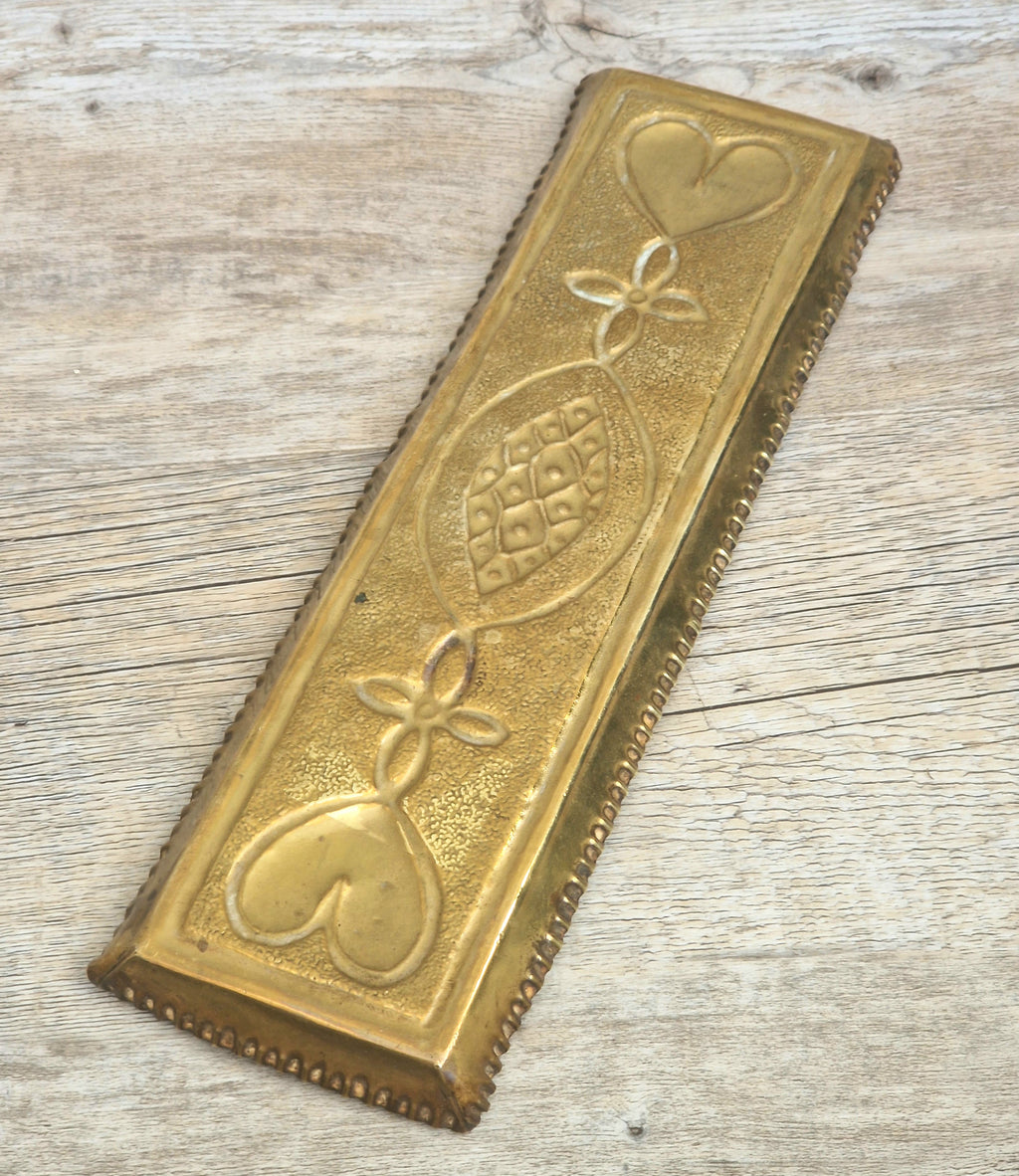 Antique Glasgow School Brass Pen Tray Margaret Gilmour Style Arts & Crafts Art Nouveau Tray