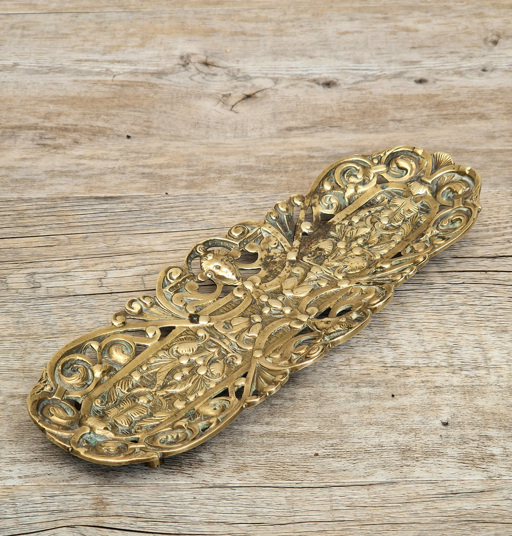 Antique Renaissance Revival Cast Brass Pen Tray