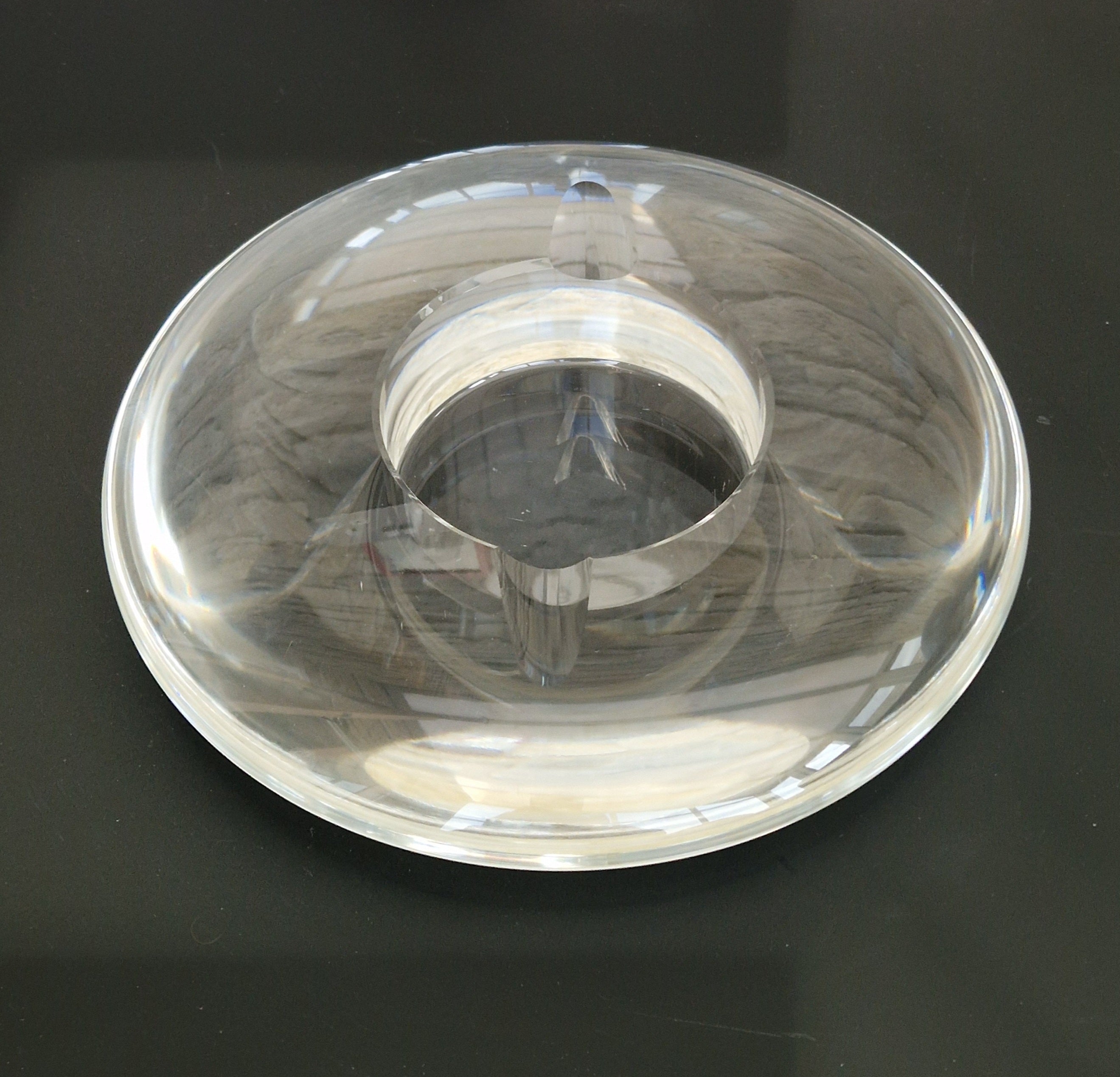 Heavy Clear Crystal Glass Discus Cigar Table Ashtray 23cm Diameter