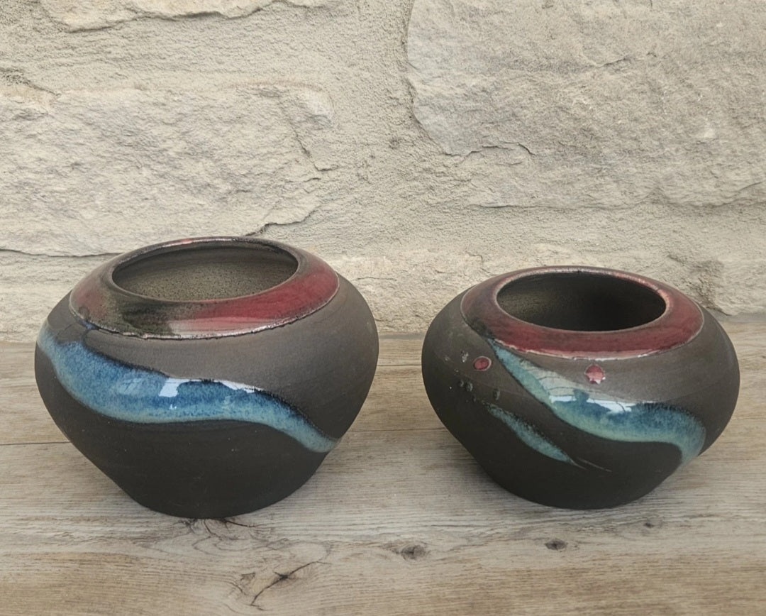 Vintage Michael Cho Vases Vase Raku Fired Art Pottery Postmodern 80s /90s Era 2